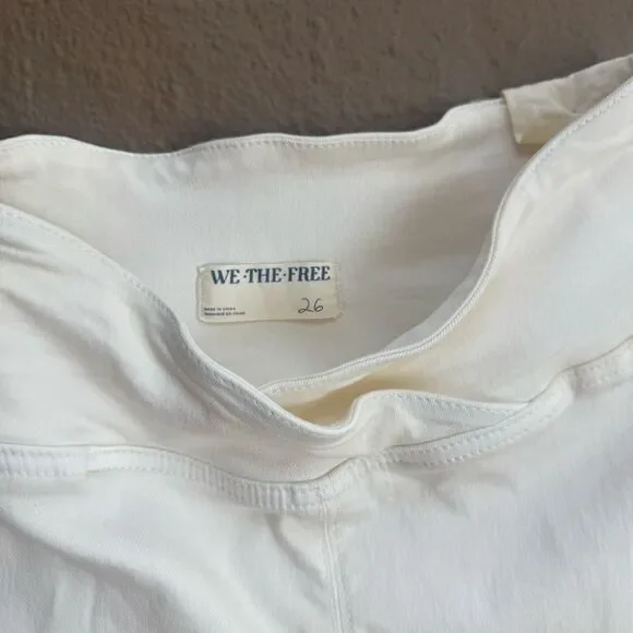 NWT Free People Venice Beach Cream Elastic Waist Flare Wide Leg Jeans Size 26 - Picture 3 of 14